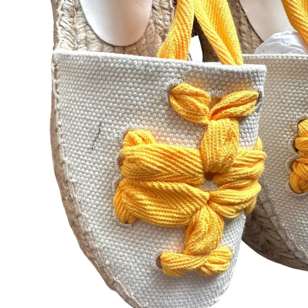 TORY BURCH Canvas Ankle Tie Espadrille Sandal NWOB Sz 6.5‎